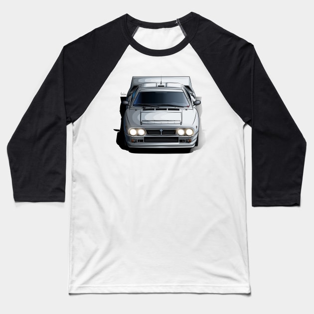 Lancia 037 Monte Carlo Group B - Illustration Baseball T-Shirt by Mario Ramos Rally Art